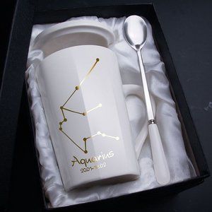 Zodiac coffee mugs with box, lid and spoon. Perfect gift!!!!